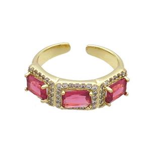Copper Ring Pave Zircon Red Crystal Gold Plated, approx 7mm, 18mm dia [FN33751]