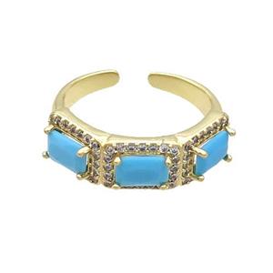 Copper Ring Pave Zircon Blue Crystal Gold Plated, approx 7mm, 18mm dia [FN33753]
