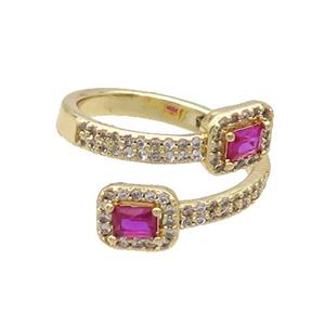 Copper Ring Pave Zircon Hotpink Crystal Gold Plated, approx 6-8mm, 18mm dia [FN33756]