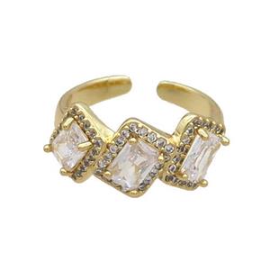 Copper Ring Pave Zircon Blue Crystal Gold Plated, approx 10mm, 18mm dia [FN33759]