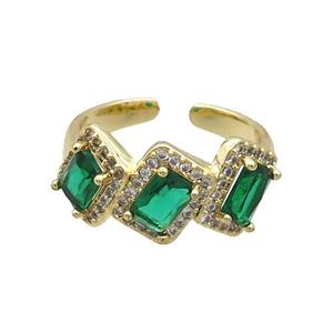 Copper Ring Pave Zircon Green Crystal Gold Plated, approx 10mm, 18mm dia [FN33760]