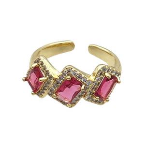 Copper Ring Pave Zircon Red Crystal Gold Plated, approx 10mm, 18mm dia [FN33761]