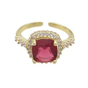 Copper Ring Pave Zircon Ruby Crystal Gold Plated, approx 11mm, 18mm dia [FN33773]