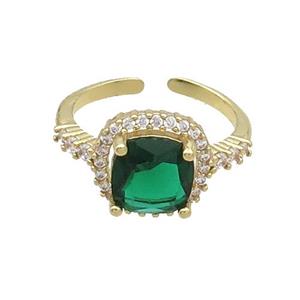 Copper Ring Pave Zircon Green Crystal Gold Plated, approx 11mm, 18mm dia [FN33775]