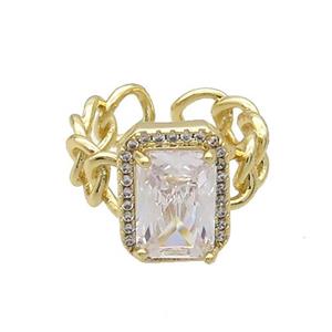 Copper Ring Pave Zircon Clear Crystal Gold Plated, approx 11-15mm, 18mm dia [FN33782]