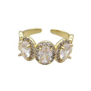 Copper Ring Pave Zircon Clear Crystal Gold Plated, approx 10mm, 18mm dia [FN33812]