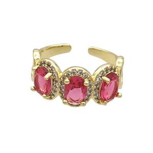 Copper Ring Pave Zircon Red Crystal Gold Plated, approx 10mm, 18mm dia [FN33813]