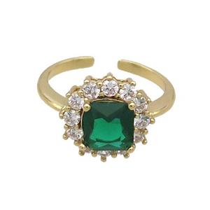 Copper Ring Pave Zircon Green Crystal Gold Plated, approx 13mm, 18mm dia [FN33829]