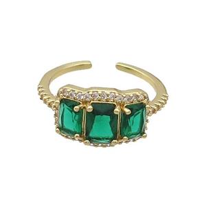 Copper Ring Pave Zircon Green Crystal Gold Plated, approx 10-15mm, 18mm dia [FN33835]
