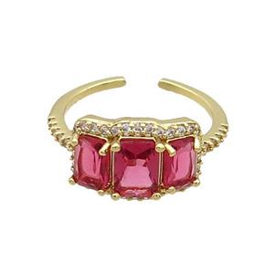 Copper Ring Pave Zircon Red Crystal Gold Plated, approx 10-15mm, 18mm dia [FN33837]