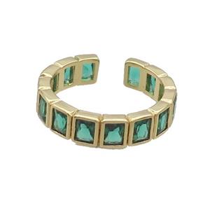 Copper Ring Pave Green Crystal Gold Plated, approx 5mm, 18mm dia [FN33839]