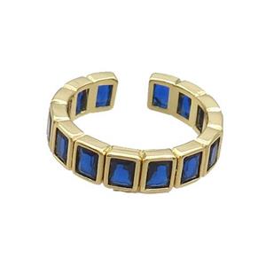 Copper Ring Pave Blue Crystal Gold Plated, approx 5mm, 18mm dia [FN33840]
