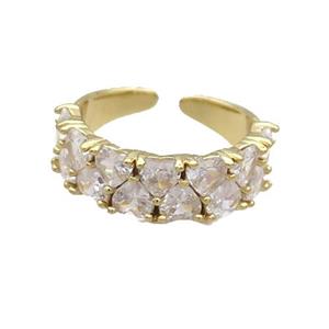 Copper Ring Pave Clear Crystal Gold Plated, approx 7mm, 18mm dia [FN33842]
