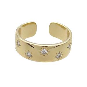 Copper Ring Pave Zircon Gold Plated, approx 7mm, 18mm dia [FN33855]