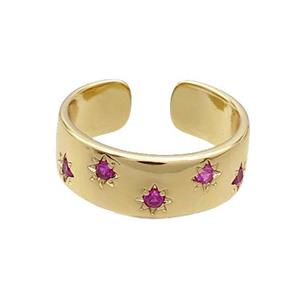 Copper Ring Pave Hotpink Zircon Gold Plated, approx 7mm, 18mm dia [FN33858]