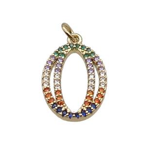 Copper Number-0 Pendant Pave Zircon Gold Plated, approx 14-18mm [FN33870]