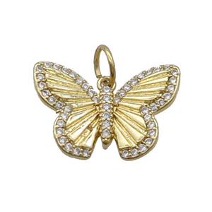 Copper Butterfly Pendant Pave Zircon Gold Plated, approx 13-20mm [FN33901]