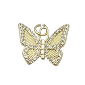 Copper Butterfly Pendant Pave Zircon Gold Plated, approx 15-17mm [FN33905]