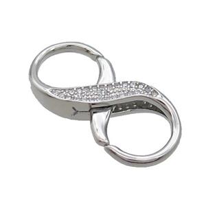 Copper 8 Clasp Pave Zircon Platinum Plated, approx 15-30mm [FN33911]