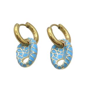 Copper Hoop Earring Blue Enamel PigNose Gold Plated, approx 12-18mm, 16mm dia [FN33927]