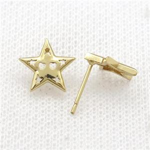 Copper Stud Earring Star Gold Plated, approx 12mm [FN33943]