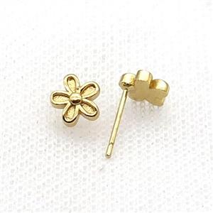 Copper Stud Earring Flower Gold Plated, approx 8mm [FN33959]