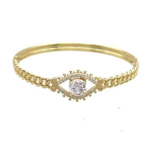 Copper Bangle Pave Clear Crystal Gold Plated, approx 16-24mm, 55-60mm [FN33990]