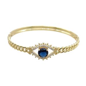Copper Bangle Pave Blue Crystal Gold Plated, approx 16-24mm, 55-60mm [FN33992]