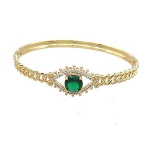 Copper Bangle Pave Green Crystal Gold Plated, approx 16-24mm, 55-60mm [FN33993]