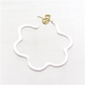 Copper Stud Earring White Lacquered Gold Plated, approx 40mm [FN34003]
