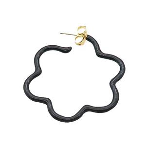 Copper Stud Earring Black Lacquered Gold Plated, approx 40mm [FN34004]