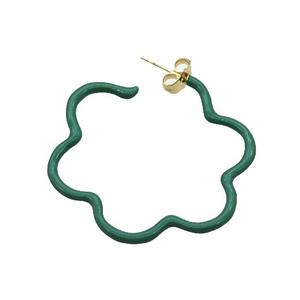 Copper Stud Earring Green Lacquered Gold Plated, approx 40mm [FN34005]