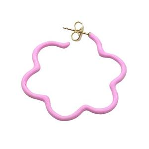 Copper Stud Earring Pink Lacquered Gold Plated, approx 40mm [FN34006]