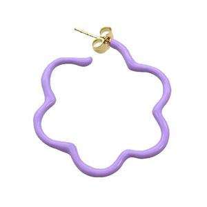 Copper Stud Earring Lavender Lacquered Gold Plated, approx 40mm [FN34007]