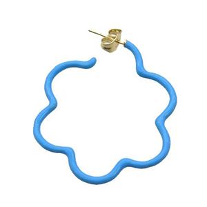 Copper Stud Earring Blue Lacquered Gold Plated, approx 40mm [FN34008]
