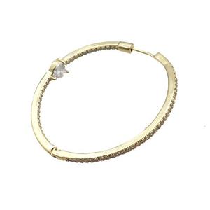 Copper Hoop Earring Pave Zircon Gold Plated, approx 6mm, 50mm dia [FN34009]