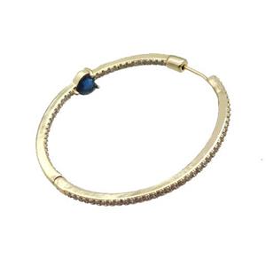 Copper Hoop Earring Pave Zircon Gold Plated, approx 6mm, 50mm dia [FN34010]