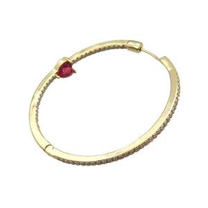 Copper Hoop Earring Pave Zircon Gold Plated, approx 6mm, 50mm dia [FN34011]