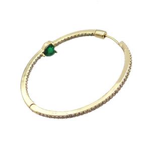 Copper Hoop Earring Pave Zircon Gold Plated, approx 6mm, 50mm dia [FN34012]