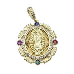 Copper Jesus Pendant Pave Zircon Religious Gold Plated, approx 26-32mm, 6-10mm [FN34021]