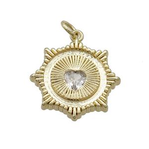 Copper Sun Pendant Pave Crystal Heart Gold Plated, approx 20mm [FN34027]