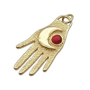Copper Hand Charm Pendant Moon Gold Plated, approx 16-32mm [FN34037]