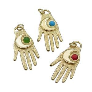 Copper Hand Charm Pendant Moon Gold Plated Mixed, approx 16-32mm [FN34038]