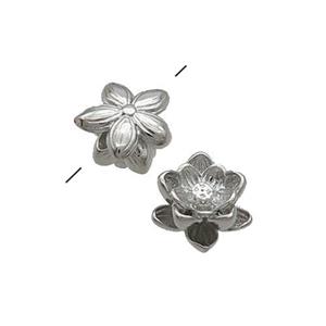 Copper Lotus Beads Flower Platinum Plated, approx 9mm [FN34200]