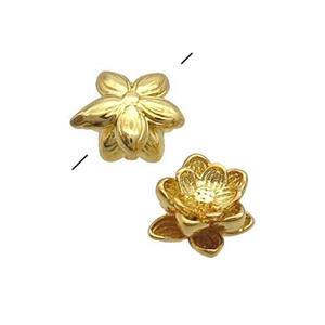 Copper Lotus Beads Flower Gold Plated, approx 9mm [FN34201]