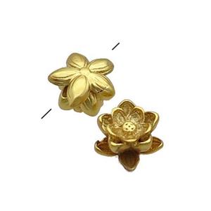 Copper Lotus Beads Flower Duck Gold Plated, approx 9mm [FN34202]