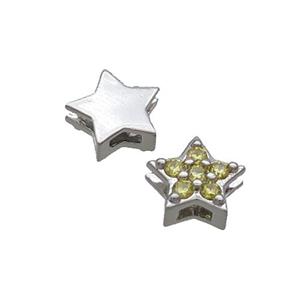 Copper Star Beads Pave Olive Zircon Platinum Plated, approx 9mm [FN34209]