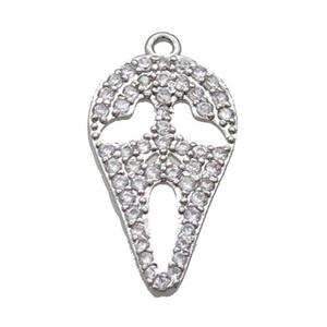 Copper Ghost Pendant Pave Zircon Halloween Platinum Plated, approx 12-20mm [FN34228]