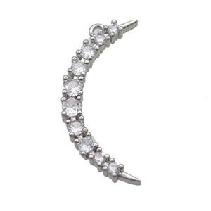 Copper Moon Pendant Pave Zircon Platinum Plated, approx 15-30mm [FN34230]