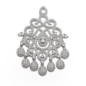 Copper Pendant Pave Zircon Platinum Plated, approx 40-60mm [FN34234]